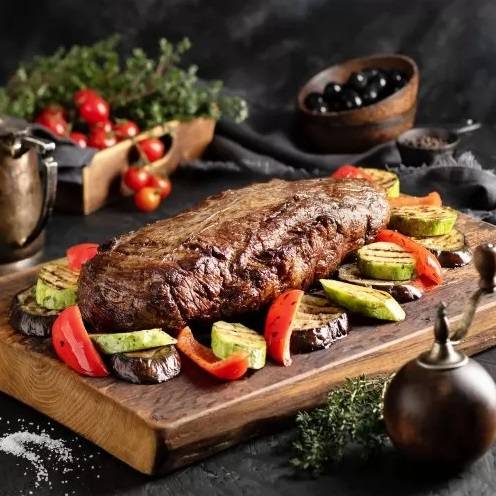 Сочная говядина с овощами гриль